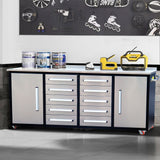 7ft 10-drawer Storage Workbench with Wheels