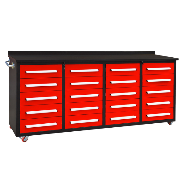 7ft 20-Drawer Storage Workbench with Wheels