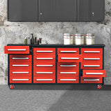 7ft 20-Drawer Storage Workbench with Wheels