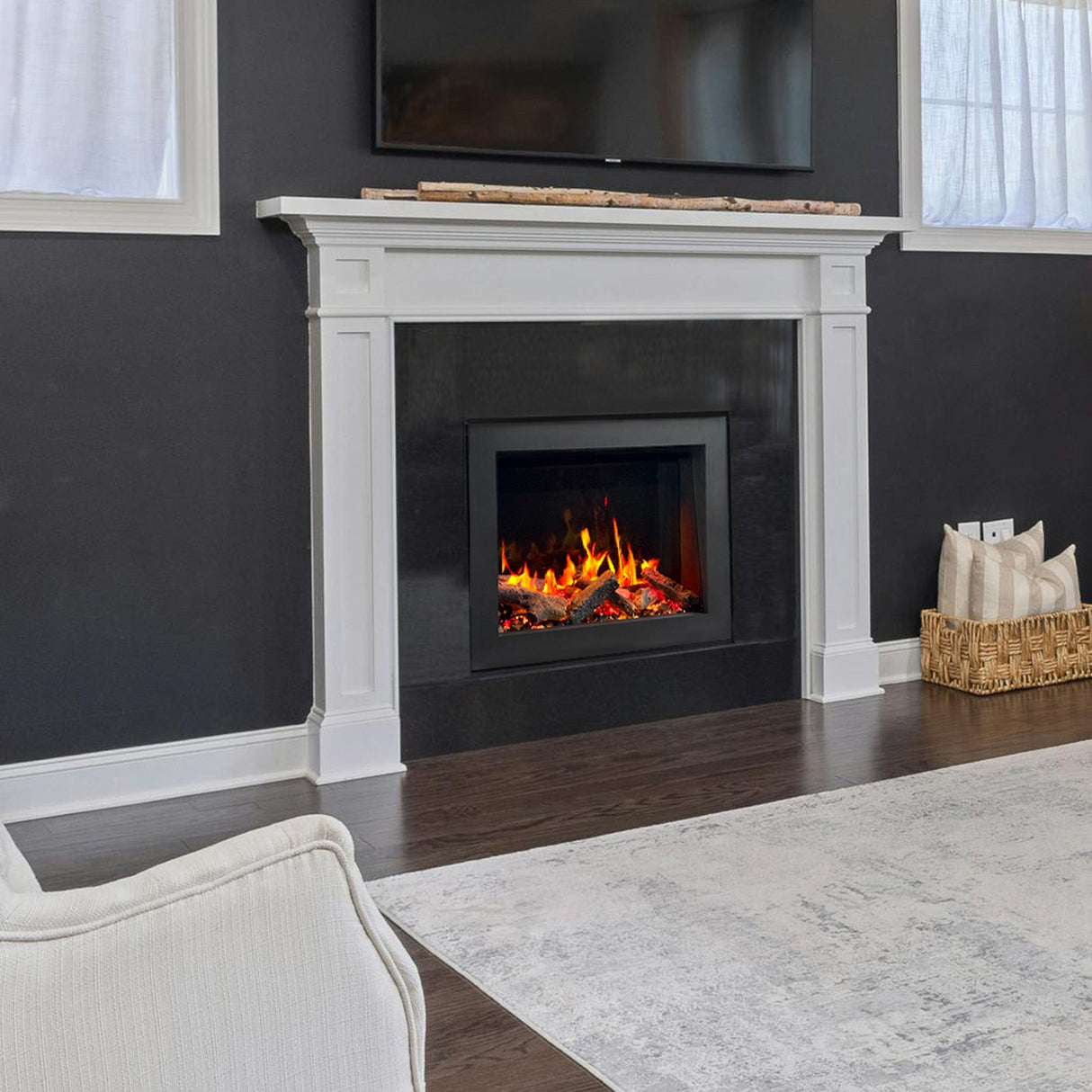 2025 New LiteStar ZEF32X – 32-inch Smart Electric Fireplace Insert Multi-Flame Style | Breathing Logs | Smart App | 5 Unique Flame Colors | Adjustable Crackling Sounds