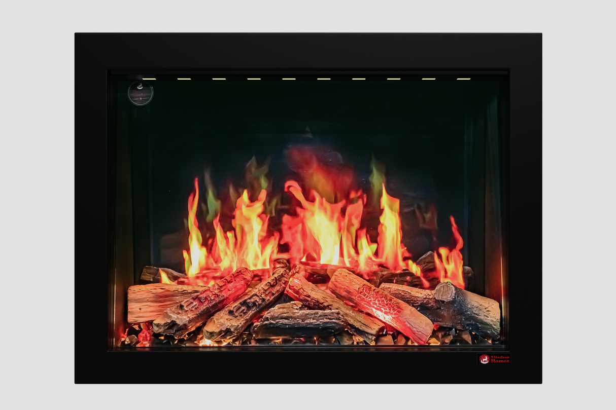 2025 New LiteStar ZEF32X – 32-inch Smart Electric Fireplace Insert Multi-Flame Style | Breathing Logs | Smart App | 5 Unique Flame Colors | Adjustable Crackling Sounds
