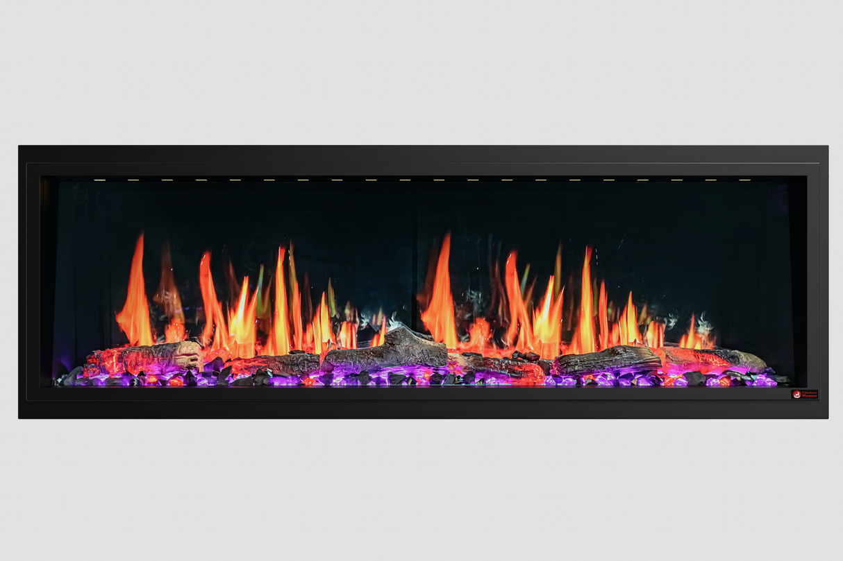 2025 New Litedeer Latitude II 58-inch Wall-Mounted Smart Electric Fireplace with Crackling Sounds, Multi-Flame Style, APP Control, Reflective Amber Glass - ZEF58T
