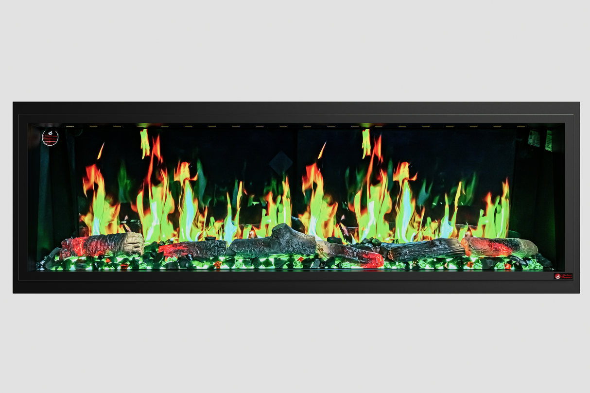 2025 New Litedeer Homes Latitude II 68" Smart Wall Mount Electric Fireplace with App Crushed Ice Rocks & Remote - ZEF68XC