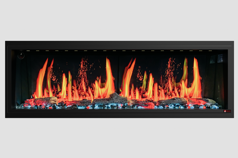 2025 New Litedeer Latitude II 58-inch Wall-Mounted Smart Electric Fireplace with Crackling Sounds, Multi-Flame Style, APP Control, Reflective Amber Glass - ZEF58T