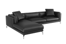 Valencia Zadar Leather Sofa with Left Chaise, Black
