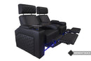 Valencia Zurich Leather Home Theater Seating Row of 3 Loveseat Right, Black