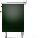 ILVE Nostalgie II 60-Inch Natural Gas Dual Fuel Range with 7 Burners, Griddle, & French Top with Triple Glass Door Oven in Emerald Green with Brass Trim (UP60FSNMPEGG)