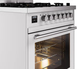 ILVE Professional Plus II 30-Inch Freestanding Natural Gas Dual Fuel Range with 5 Sealed Burner in White (UP30WMPWH)