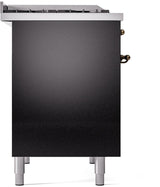 ILVE Nostalgie II 40-Inch Dual Fuel Freestanding Range in Glossy Black with Bronze Trim (UPD40FNMPBKBLP)