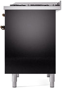 ILVE Nostalgie II 40-Inch Dual Fuel Freestanding Range in Glossy Black with Bronze Trim (UPD40FNMPBKBLP)