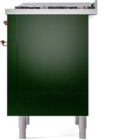 ILVE Nostalgie II 36-Inch Dual Fuel Freestanding Range in Emerald Green with Copper Trim (UP36FNMPEGPLP)