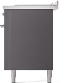 ILVE Nostalgie II 60-Inch Propane Gas Dual Fuel Range with 7 Burners, Griddle, & French Top with Triple Glass Door Oven in Matte Graphite with Chrome Trim (UP60FSNMPMGCLP)