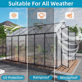 [08X12FT] All-Season Outdoor Backyard Polycarbonate Greenhouse With Raised Base And Aluminum Frame (SAK78614)