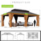 [12x20FT] AXN Premium Large Aluminum Hardtop Gazebo W/ Netting, Privacy Curtains And Wood Grain Finish (SAK58374)