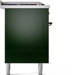 ILVE Nostalgie II 60-inch Natural Gas Dual Fuel Range with 7 Burners, Griddle, & French Top with Triple Glass Door Oven in Emerald Green with Bronze Trim (UP60FSNMPEGB)