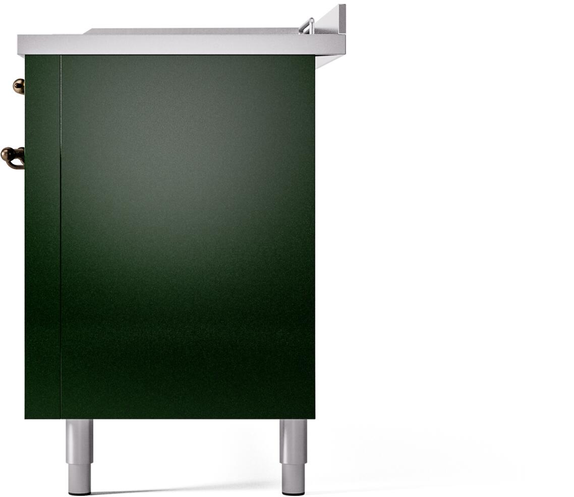 ILVE Nostalgie II 60-inch Propane Gas Dual Fuel Range with 7 Burners, Griddle, & French Top with Triple Glass Door Oven in Emerald Green with Bronze Trim (UP60FSNMPEGBLP)