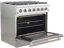 FORNO Appliance Package - 36 Inch Gas Range, Wall Mount Range Hood, 60 Inch Refrigerator, AP-FFSGS6244-36-W-4