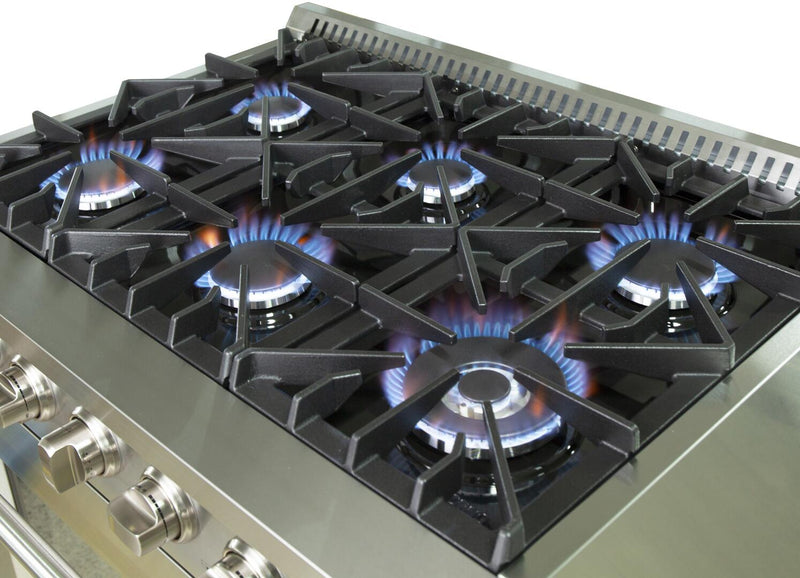 FORNO Appliance Package - 36 Inch Gas Range, Wall Mount Range Hood, 60 Inch Refrigerator, AP-FFSGS6244-36-4