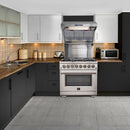 FORNO Appliance Package - 36 Inch Gas Range, Wall Mount Range Hood, Dishwasher, AP-FFSGS6244-36-2