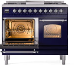 ILVE Nostalgie II 40-Inch Dual Fuel Freestanding Range in Midnight Blue with Chrome Trim (UPD40FNMPMBCLP)