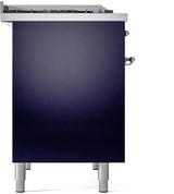 ILVE Nostalgie II 40-Inch Dual Fuel Freestanding Range in Midnight Blue with Chrome Trim (UPD40FNMPMBCLP)