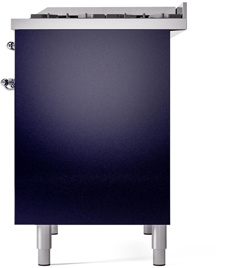 ILVE Nostalgie II 40-Inch Dual Fuel Freestanding Range in Midnight Blue with Chrome Trim (UPD40FNMPMBCLP)