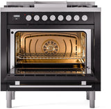ILVE 36-Inch Professional Plus II Freestanding Natural Gas Dual Fuel Range with 6 Sealed Burner in Black (UP36FWMPBK)