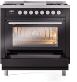 ILVE 36-Inch Professional Plus II Freestanding Natural Gas Dual Fuel Range with 6 Sealed Burner in Black (UP36FWMPBK)