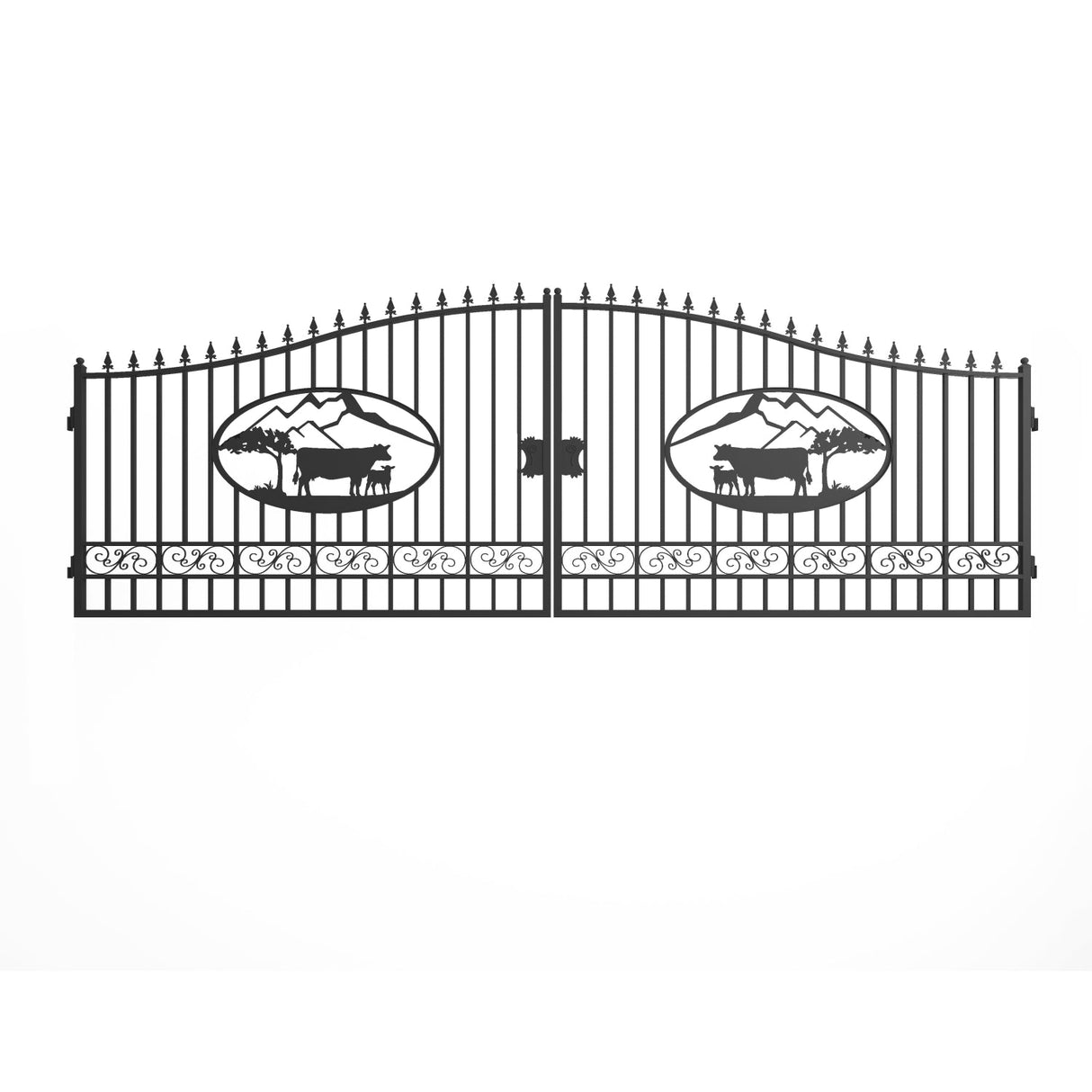 Greatbear Dual Swing Wrought Iron Gate for Driveway