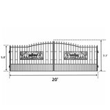 20ft Dual Swing Wrought Iron Gate-Rectangular Deer