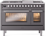 ILVE 48-Inch Professional Plus II Freestanding Natural Gas Dual Fuel Range with 8 Sealed Burner in Matte Graphite (UP48FWMPMG)