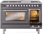 ILVE 48-Inch Professional Plus II Freestanding Natural Gas Dual Fuel Range with 8 Sealed Burner in Matte Graphite (UP48FWMPMG)