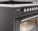 ILVE 48-Inch Professional Plus II Freestanding Natural Gas Dual Fuel Range with 8 Sealed Burner in Matte Graphite (UP48FWMPMG)