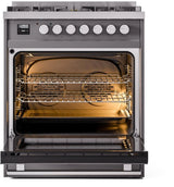 ILVE Professional Plus II 30-Inch Freestanding Natural Gas Dual Fuel Range with 5 Sealed Burners in Matte Graphite (UP30WMPMG)