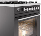 ILVE Professional Plus II 30-Inch Freestanding Natural Gas Dual Fuel Range with 5 Sealed Burners in Matte Graphite (UP30WMPMG)