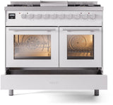 ILVE Professional Plus II 40-Inch Freestanding Natural Gas Dual Fuel Range with 6 Sealed Burner in White (UPD40FWMPWH)