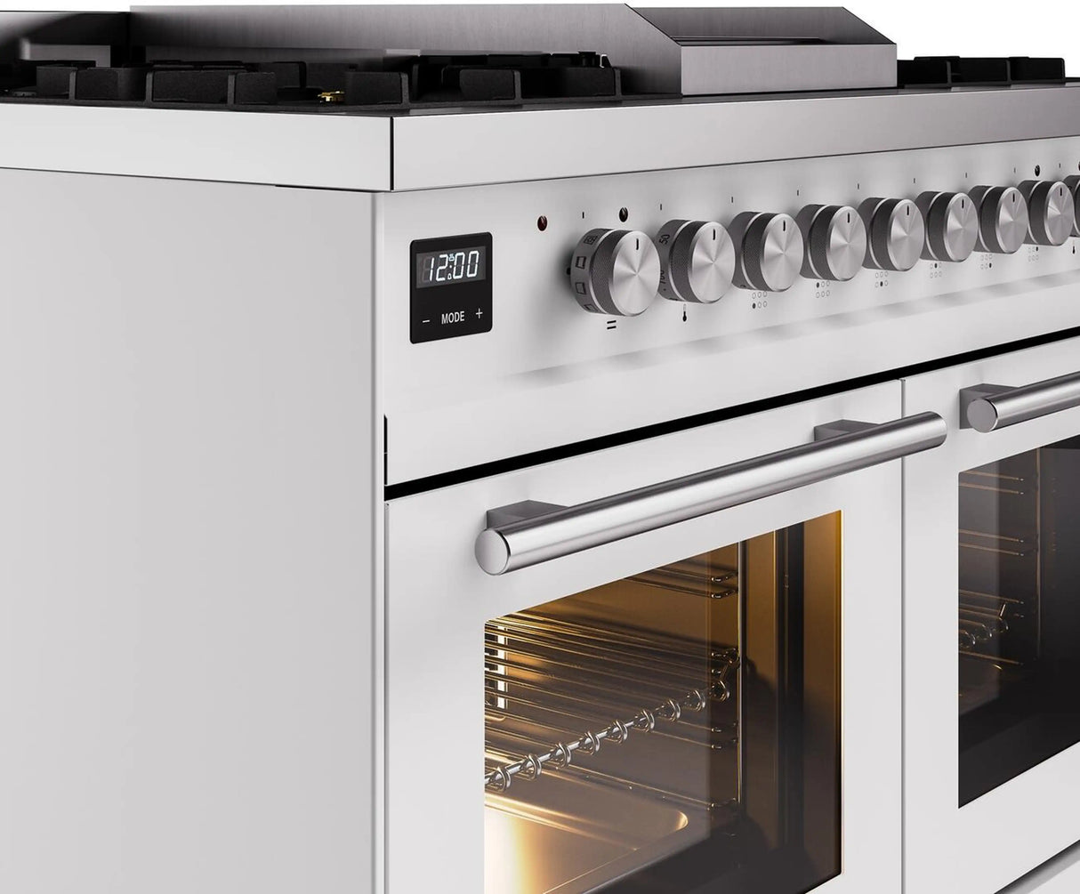 ILVE Professional Plus II 40-Inch Freestanding Natural Gas Dual Fuel Range with 6 Sealed Burner in White (UPD40FWMPWH)