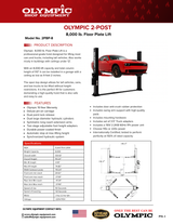 Olympic 2PBP-8 8,000-lb Base Plate 2-Post Lift - Symmetric Arms