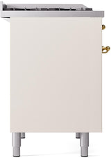 ILVE Nostalgie II 40-Inch Dual Fuel Freestanding Range in Antique White with Brass Trim (UPD40FNMPAWGLP)