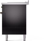 ILVE Nostalgie II 60-Inch Propane Gas Dual Fuel Range with 7 Burners, Griddle, & French Top with Triple Glass Door Oven in Glossy Black with Chrome Trim (UP60FSNMPBKCLP)