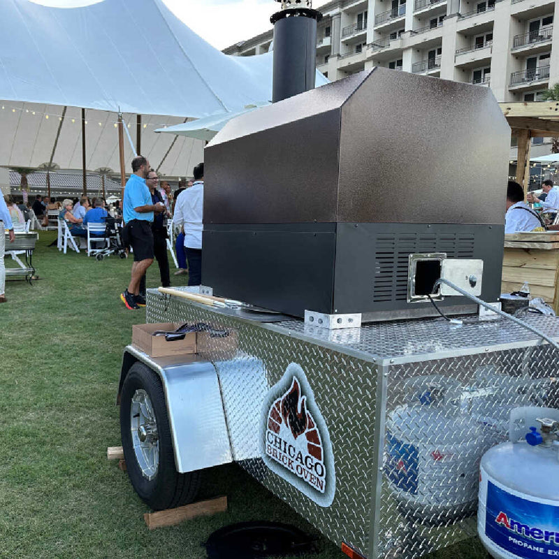 Chicago Brick Oven-750 Tailgater Wood Fired Pizza Oven On Trailer, 48" [CBO-O] (SAK82581)