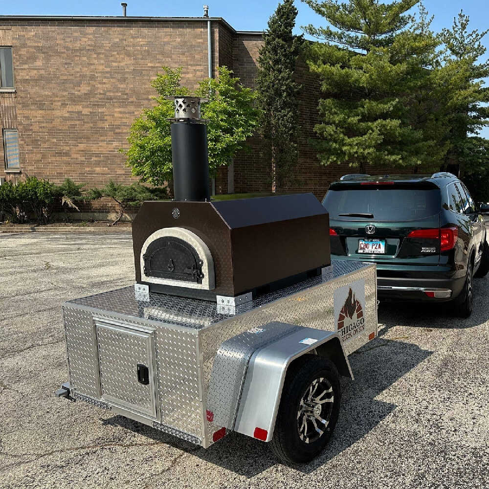 Chicago Brick Oven-750 Tailgater Wood Fired Pizza Oven On Trailer, 48" [CBO-O] (SAK82581)