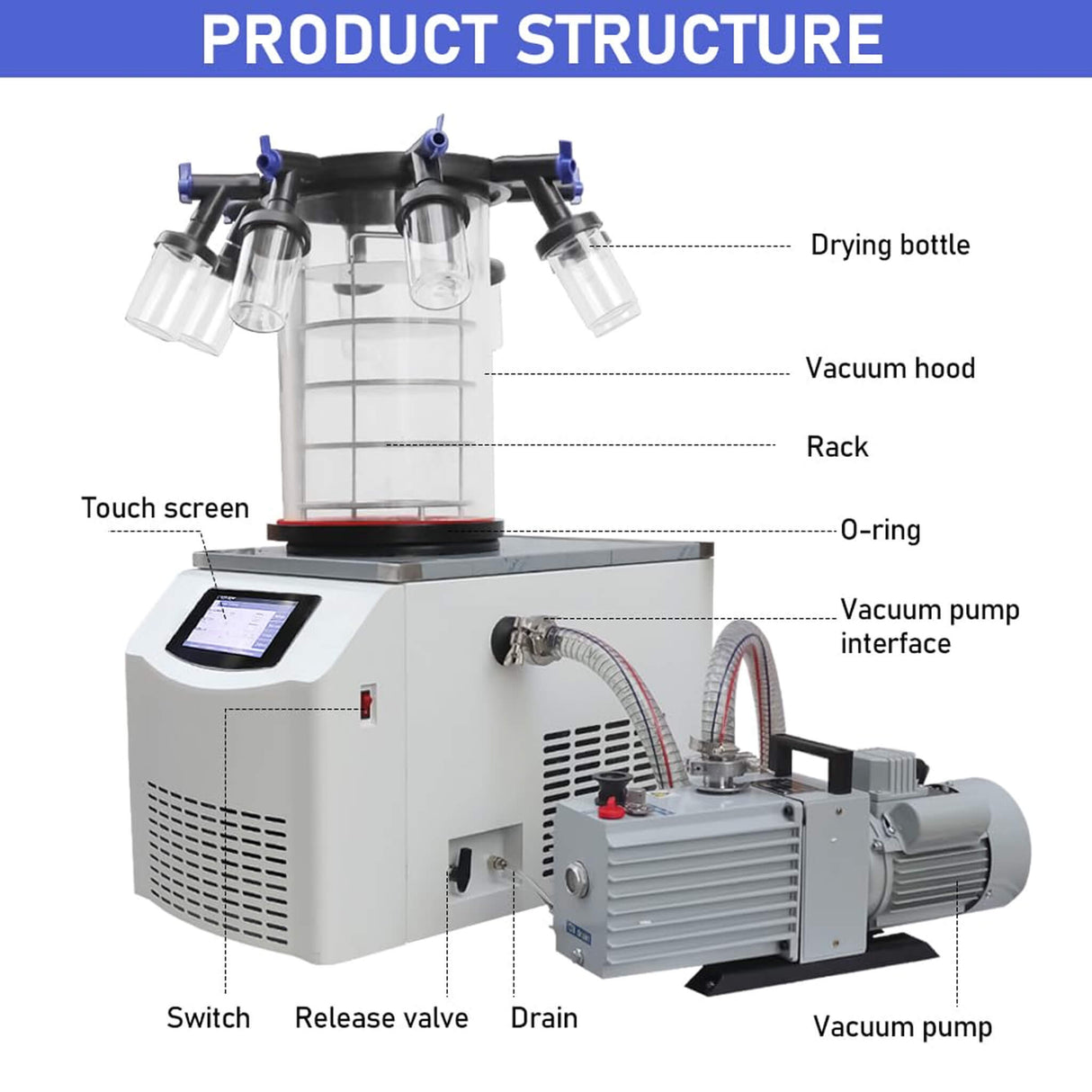 Commercial -60°C Laboratory Vacuum Freeze Dryer With Pre Cooling (SAK74152)