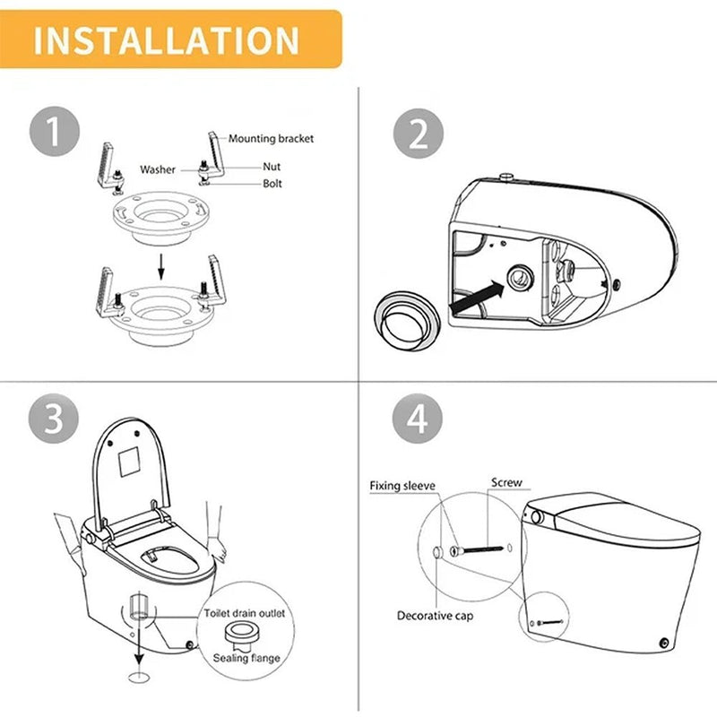CTDV Premium Smart Tankless Bidet Toilet W/ Adjustable Heated Seat, Water & Air Dryer (96174253)