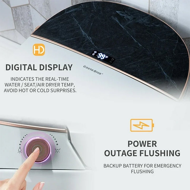 CTDV Premium Smart Tankless Bidet Toilet W/ Adjustable Heated Seat, Water & Air Dryer (96174253)