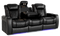 Valencia Tuscany XL Console Leather Home Theater Seating Row of 3 Dropdown Center, Midnight Black