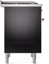 ILVE Nostalgie II 36-Inch Dual Fuel Freestanding Range in Glossy Black with Chrome Trim (UP36FNMPBKCLP)