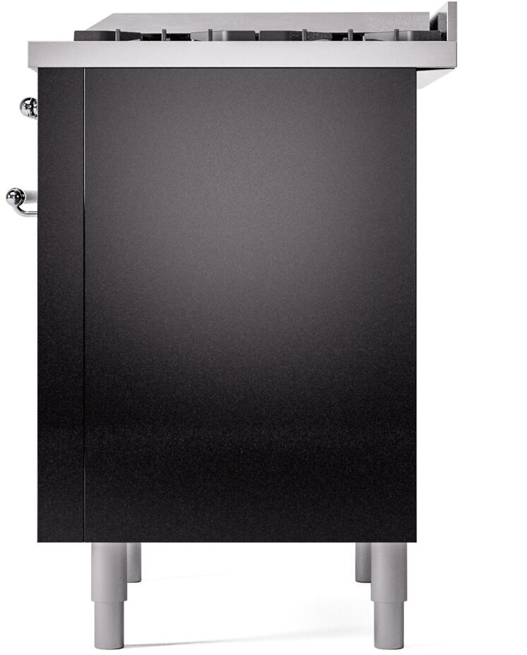 ILVE Nostalgie II 36-Inch Dual Fuel Freestanding Range in Glossy Black with Chrome Trim (UP36FNMPBKCLP)
