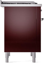 ILVE Nostalgie II 36-Inch Dual Fuel Freestanding Range in Burgundy with Chrome Trim (UP36FNMPBUCLP)