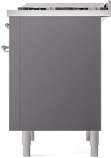 ILVE Nostalgie II 36-Inch Dual Fuel Freestanding Range in Matte Graphite with Chrome Trim (UP36FNMPMGCLP)